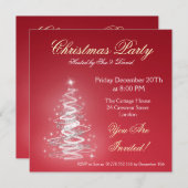 Party Einladung rot mit Christbaum (Vorne/Hinten)