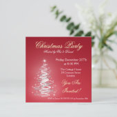 Party Einladung rot mit Christbaum (Stehend Vorderseite)