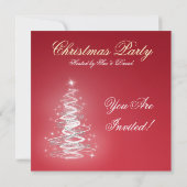 Party Einladung rot mit Christbaum (Rückseite)