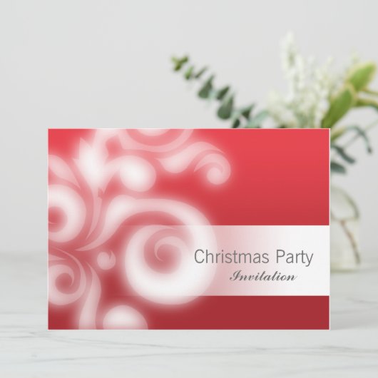 Party Einladung rot mit Text (Stehend Vorderseite)