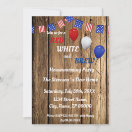 Party Einladung Rot, Weiß und Brauerei