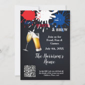 Party Einladung rot, weiß und braun (Vorderseite)