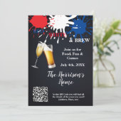Party Einladung rot, weiß und braun (Stehend Vorderseite)