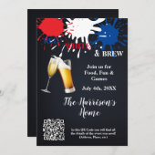 Party Einladung rot, weiß und braun (Vorne/Hinten)