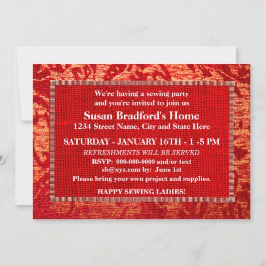 Party Einladung - ROTE FABRIK (Rückseite)