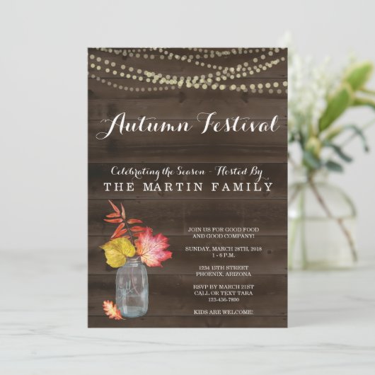 Party Einladung| Rustikaler Fall Einladung (Stehend Vorderseite)