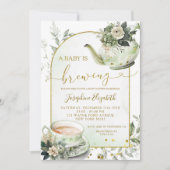 Party Einladung "Sage Green Floral Baby Shower Tee (Vorderseite)