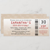 Party Einladung Sand Ticket 30. Geburtstag (Vorne/Hinten)