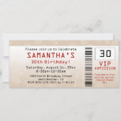 Party Einladung Sand Ticket 30. Geburtstag (Vorderseite)