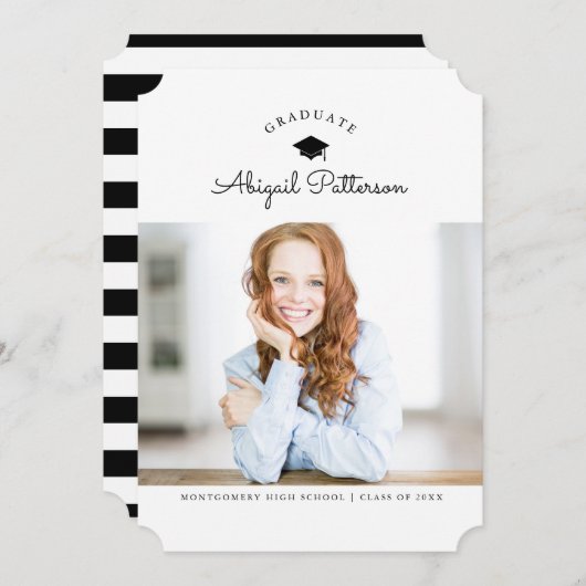 Party Einladung Schwarz-Weiß (Vorne/Hinten)