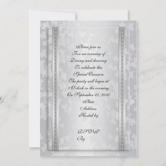 Party Einladung Silber zum 25. Jahrestag (Rückseite)