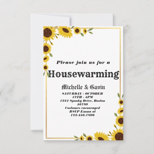 Party Einladung Sonnenblumen (Vorderseite)