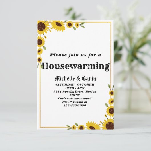 Party Einladung Sonnenblumen (Stehend Vorderseite)