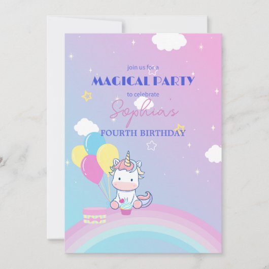 Party Einladung Sparkle & Clouds (Vorderseite)