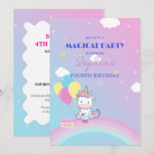 Party Einladung Sparkle & Clouds (Vorne/Hinten)