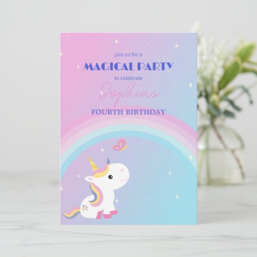 Party Einladung Sparkle & Clouds (Stehend Vorderseite)