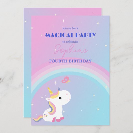 Party Einladung Sparkle & Clouds (Vorne/Hinten)