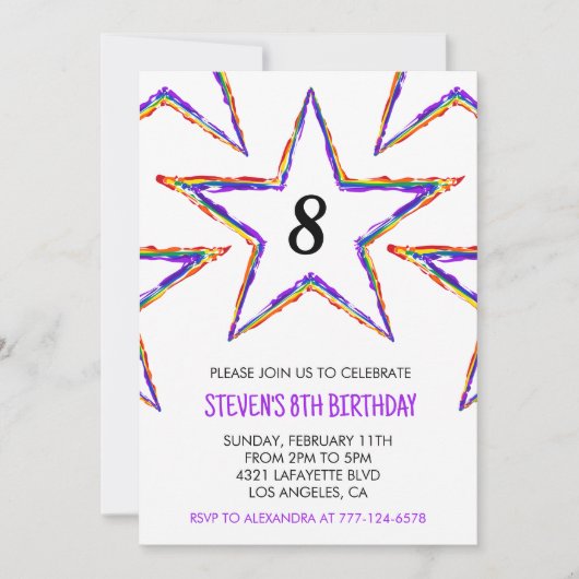 Party Einladung Stars Rainbow Primärkinder (Vorderseite)