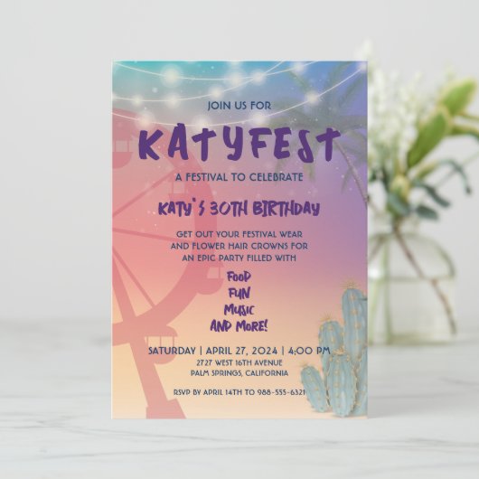 Party Einladung Sunset Colors (Stehend Vorderseite)