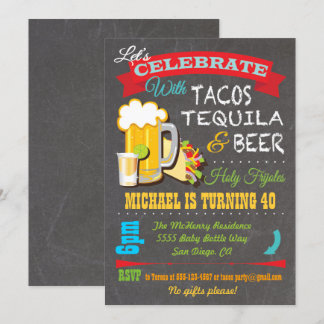 Party Einladung Tacos, Tequila und Beer Fiesta