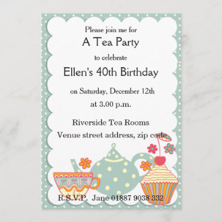 Party Einladung Tee und Kuchen