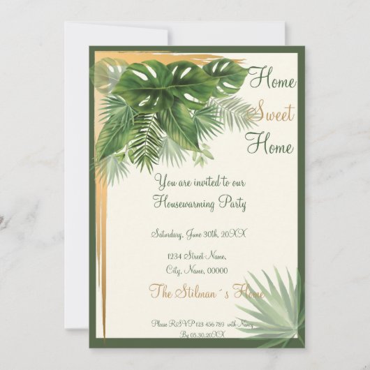 Party Einladung Tropical Palm Housewarming (Vorderseite)