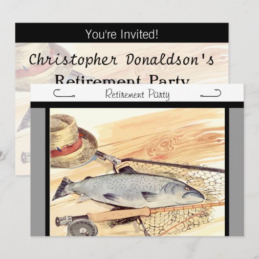 Party Einladung über das Ruhestand von Fischen (Vorne/Hinten)