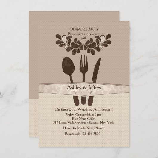 Party Einladung Utensils (Vorne/Hinten)