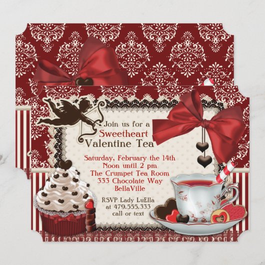 Party Einladung Valentine (Vorne/Hinten)