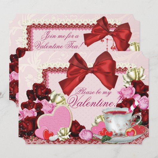 Party Einladung Valentine (Vorne/Hinten)