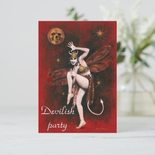 Party Einladung Vintag Devil Lady Dancer (Stehend Vorderseite)