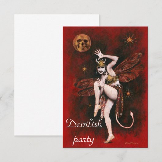 Party Einladung Vintag Devil Lady Dancer (Vorne/Hinten)