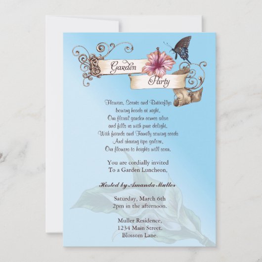 Party Einladung Vintag Garden (Vorderseite)