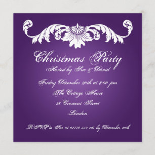 Party-Einladung Vintage-Ornament auf Lila Einladung