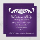 Party Einladung Vintage Ornamente auf Lila (Vorne/Hinten)