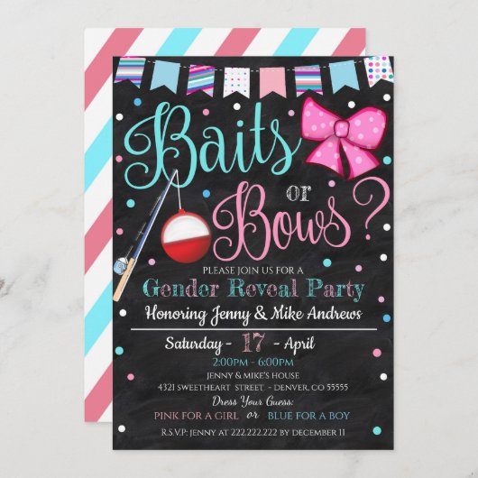 Party Einladung von Baits oder Bows Gender Reveal (Vorne/Hinten)