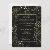 Party Einladung von Black and Gold Quinceñera (Vorderseite)