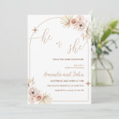 Party Einladung von Boho Pampas Grass Gender (Stehend Vorderseite)