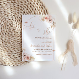 Party Einladung von Boho Pampas Grass Gender