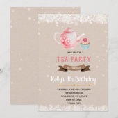 Party Einladung von Cupcake und Tee (Vorne/Hinten)
