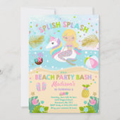 Party Einladung von Einhorn und Meerjungfrau (Vorderseite)