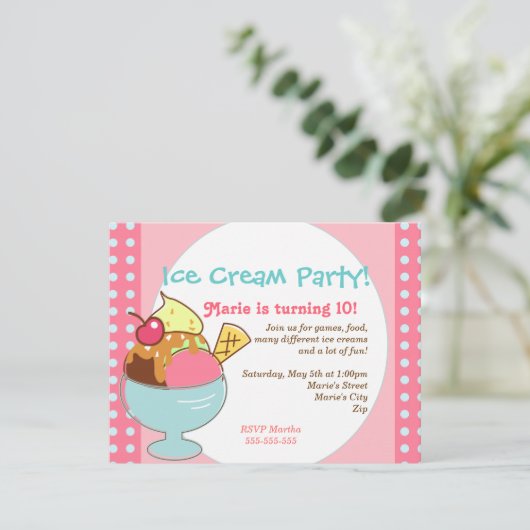 Party Einladung von Eis (Stehend Vorderseite)