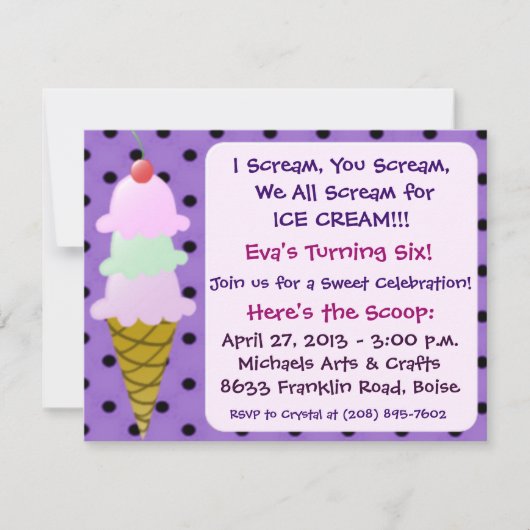 Party Einladung von Eis (Vorderseite)