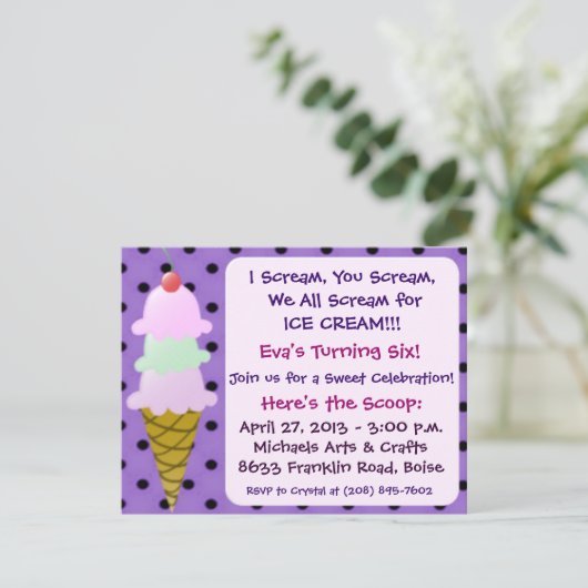 Party Einladung von Eis (Stehend Vorderseite)