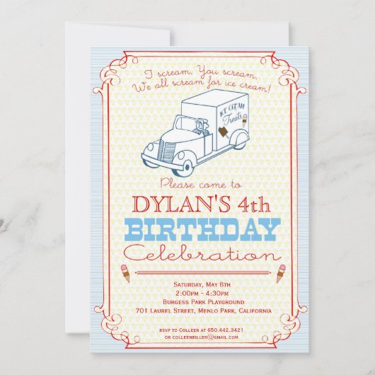 Party Einladung von Eiskrem (Vorderseite)