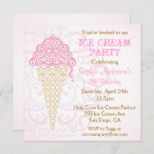 Party Einladung von Eiskrem (Vorne/Hinten)