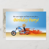 Party Einladung von flammenden Motorrädern (Vorne/Hinten)