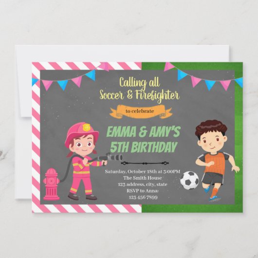 Party Einladung von Fußball- und Feuerwehrgemeinsa (Vorderseite)
