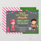 Party Einladung von Fußball- und Feuerwehrgemeinsa (Vorne/Hinten)