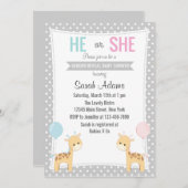 Party Einladung von Giraffe Gender (Vorne/Hinten)
